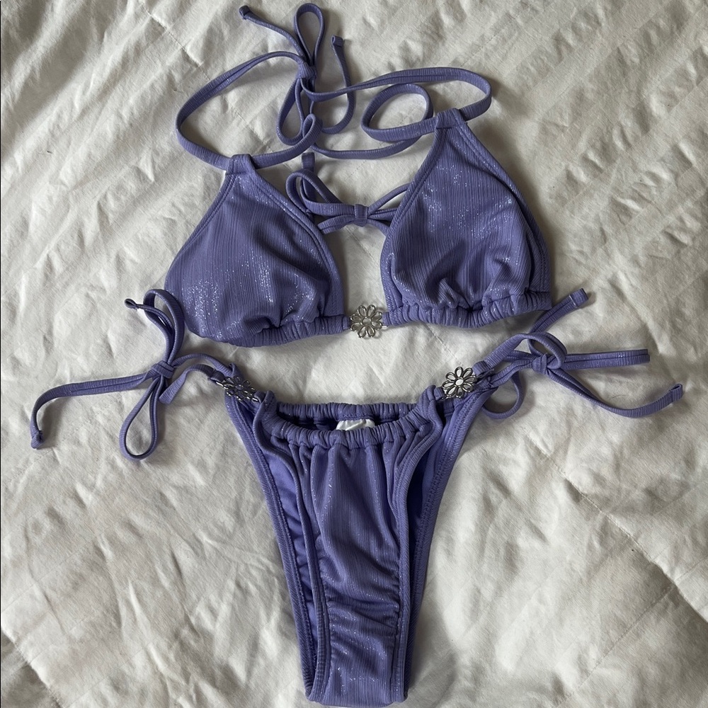 Wild Fable Lavender Bikini Bottom with Floral Details